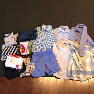 Lot of boys 4t clothing. Pjs, dress shirts, jeans